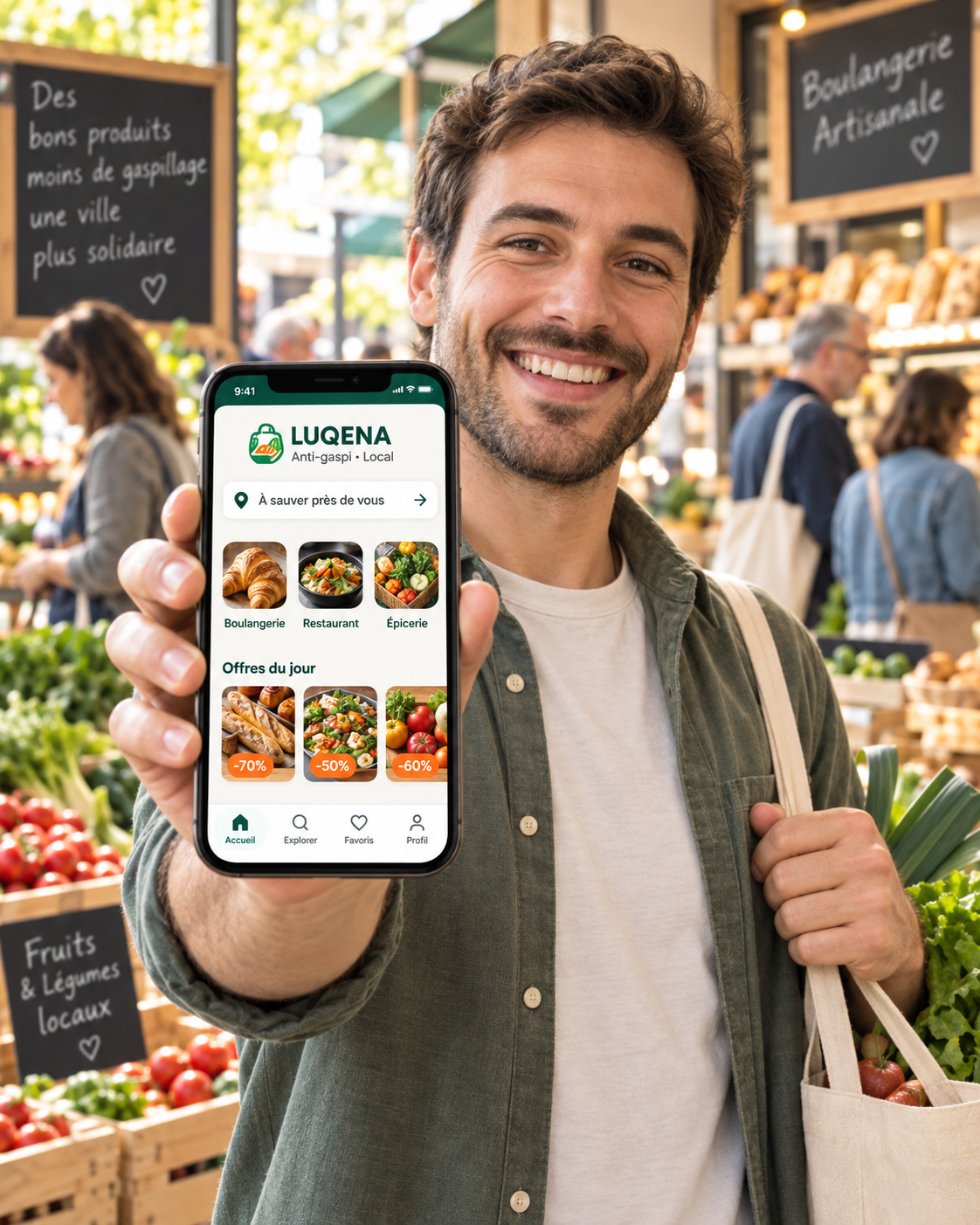 Des paniers de produits variés sauvés chez des commerces de quartier Luqena